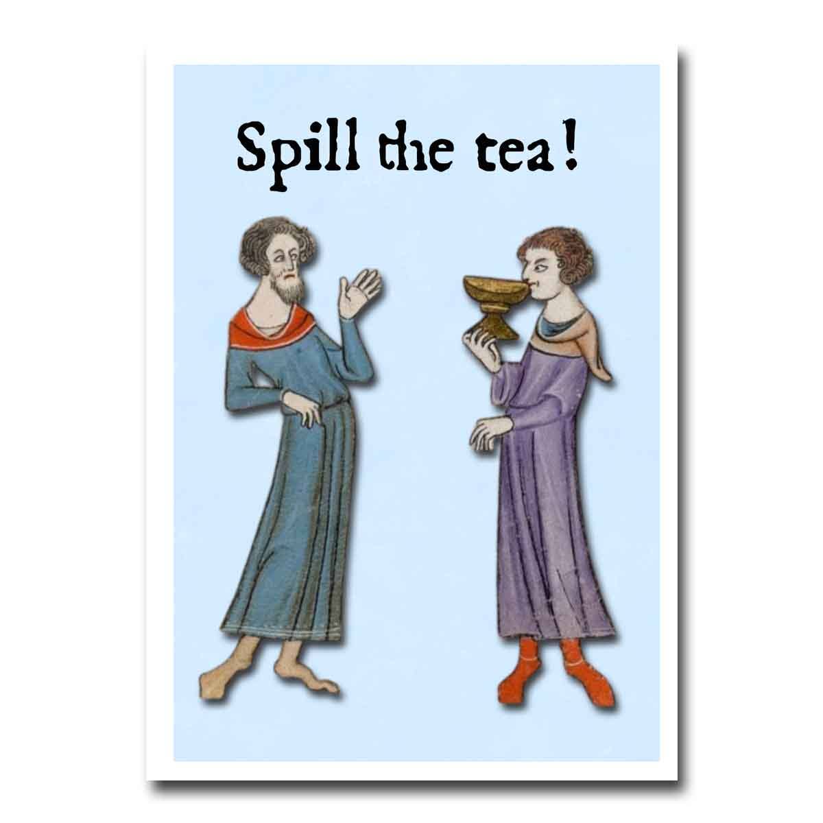 Medieval Marginalia Spill the Tea Blank Greeting Card