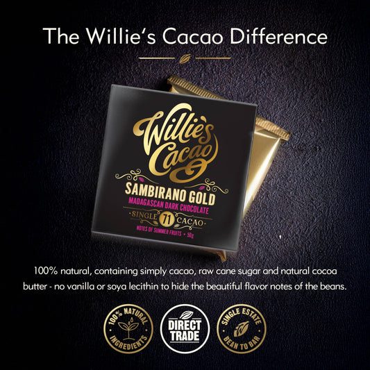 Sambirano 71% Dark Chocolate bar. Summer fruit notes. Vegan