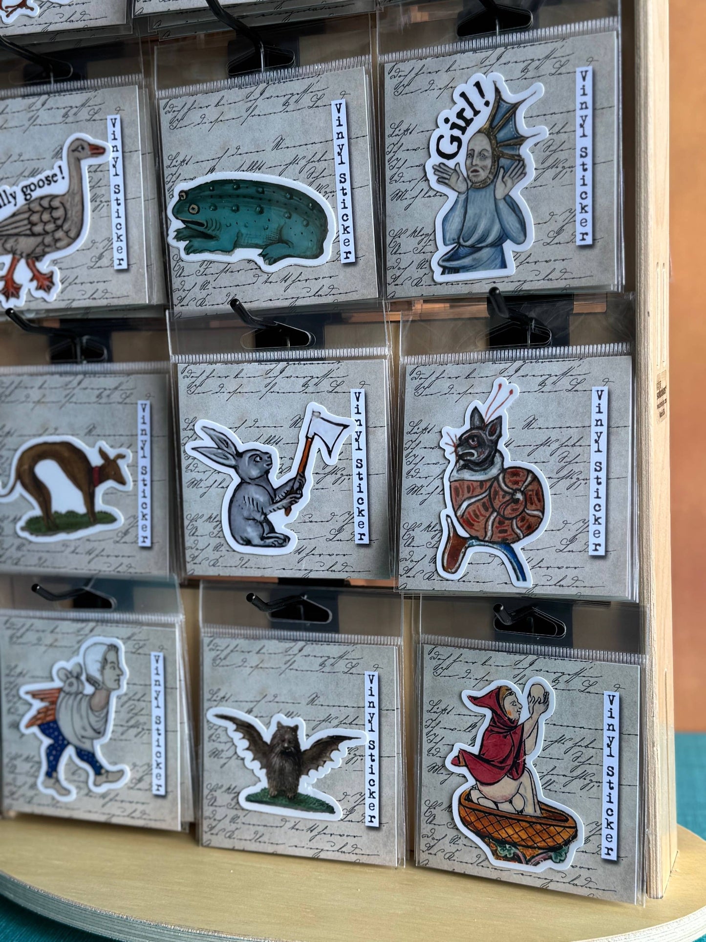 Medieval Marginalia Snail Cat Vinyl Sticker