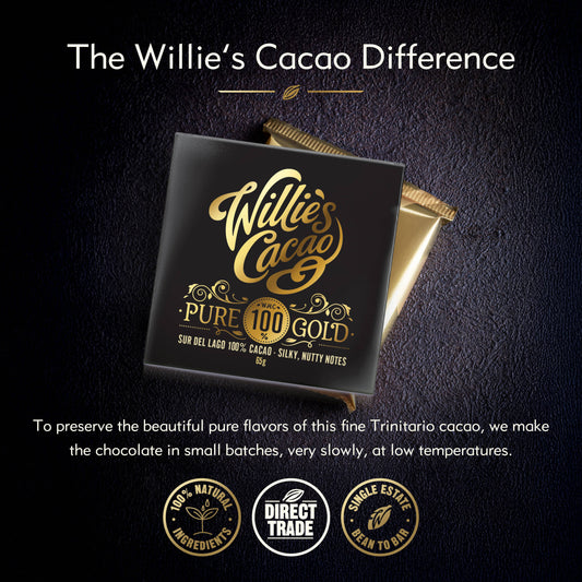 Pure Gold. Sur Del Lago 100% Cacao bar. Nutty Notes. Vegan