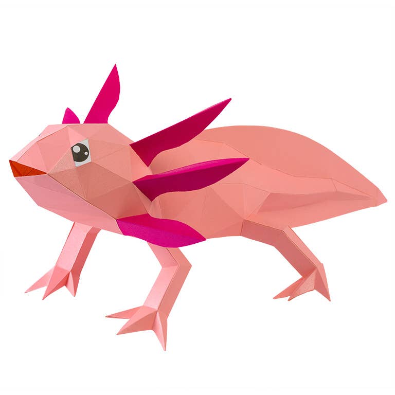 Axolotl 3D Origami Model PaperCraft, Animal Lamp