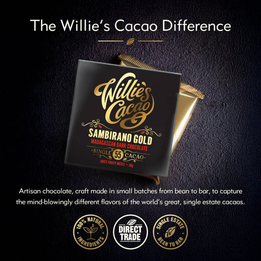 Sambirano 55% Dark Chocolate bar. Juicy Fruit Notes. Vegan