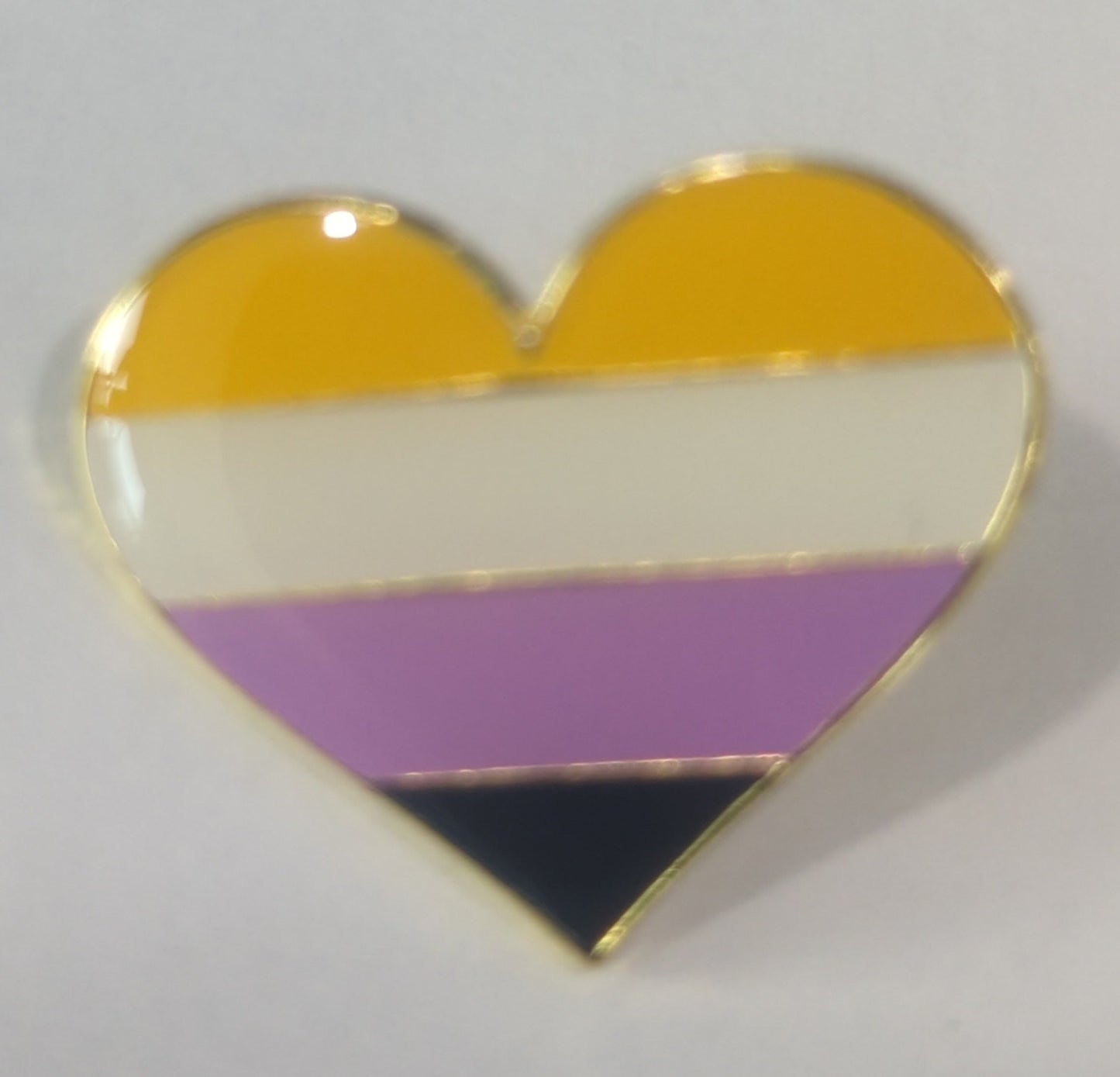 Non-Binary (Enby) Pride Heart Enamel Pin