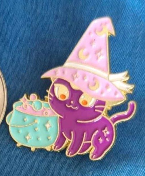 Pastel Witch Cat Enamel Pin