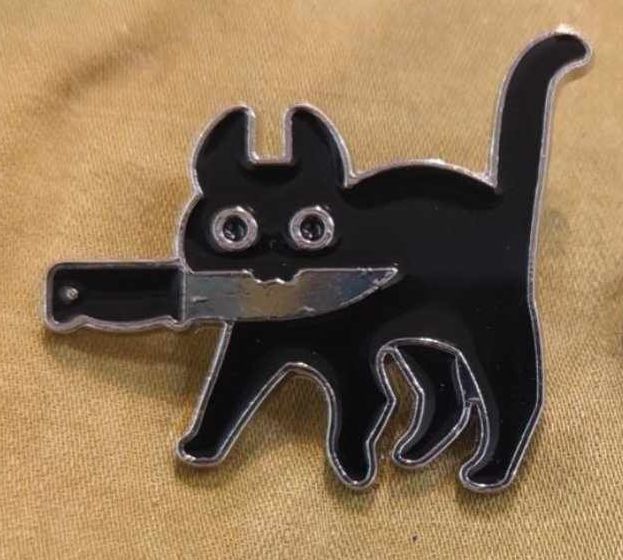 Cat with Knife pin
