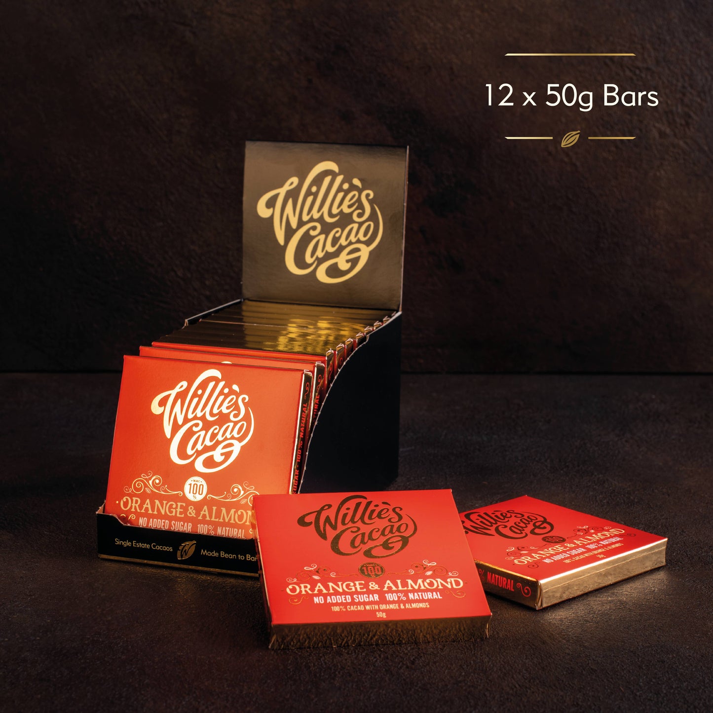 Orange & Almond 100% Cacao bar. No Added Sugar. Vegan