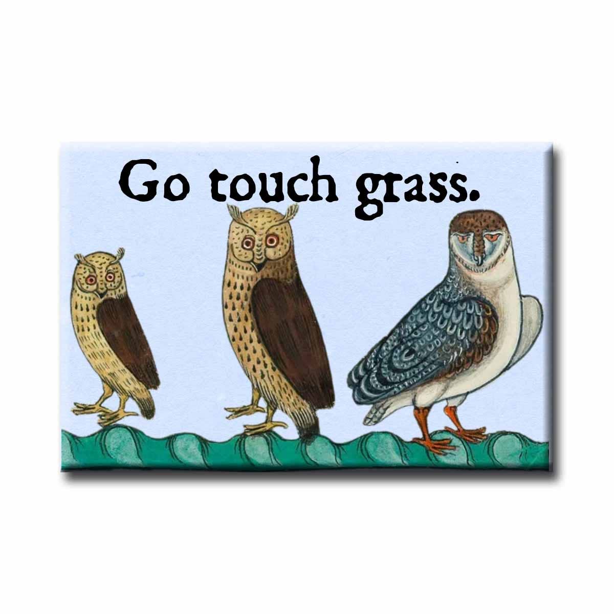 Medieval Marginalia Go Touch Grass Refrigerator Magnet