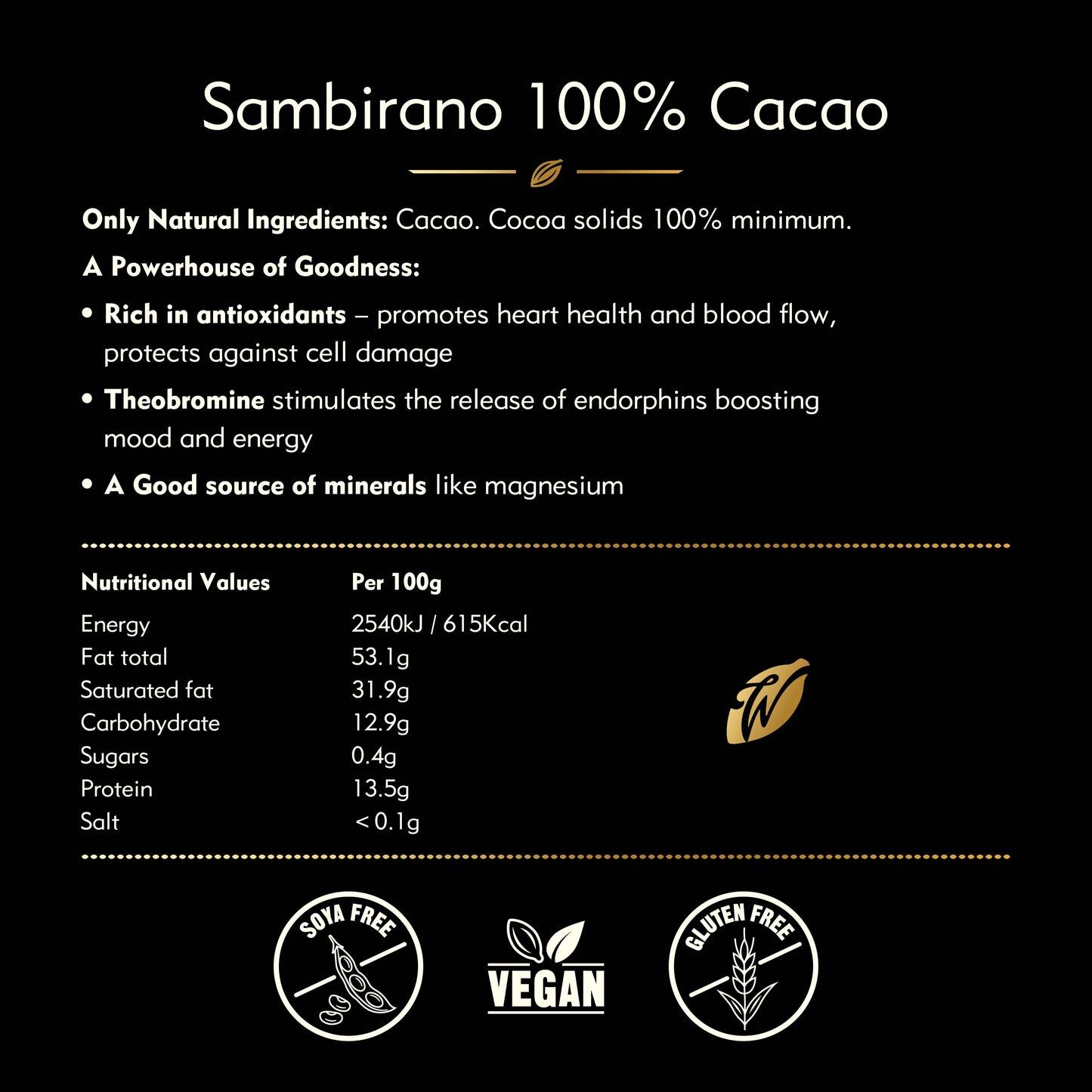 100% Sambirano Cacao for Cooking. Summer Fruit Notes. Vegan.