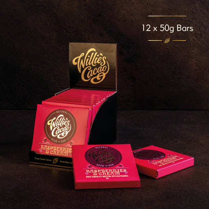 Raspberries & Cream. White Chocolate with Raspberries bar