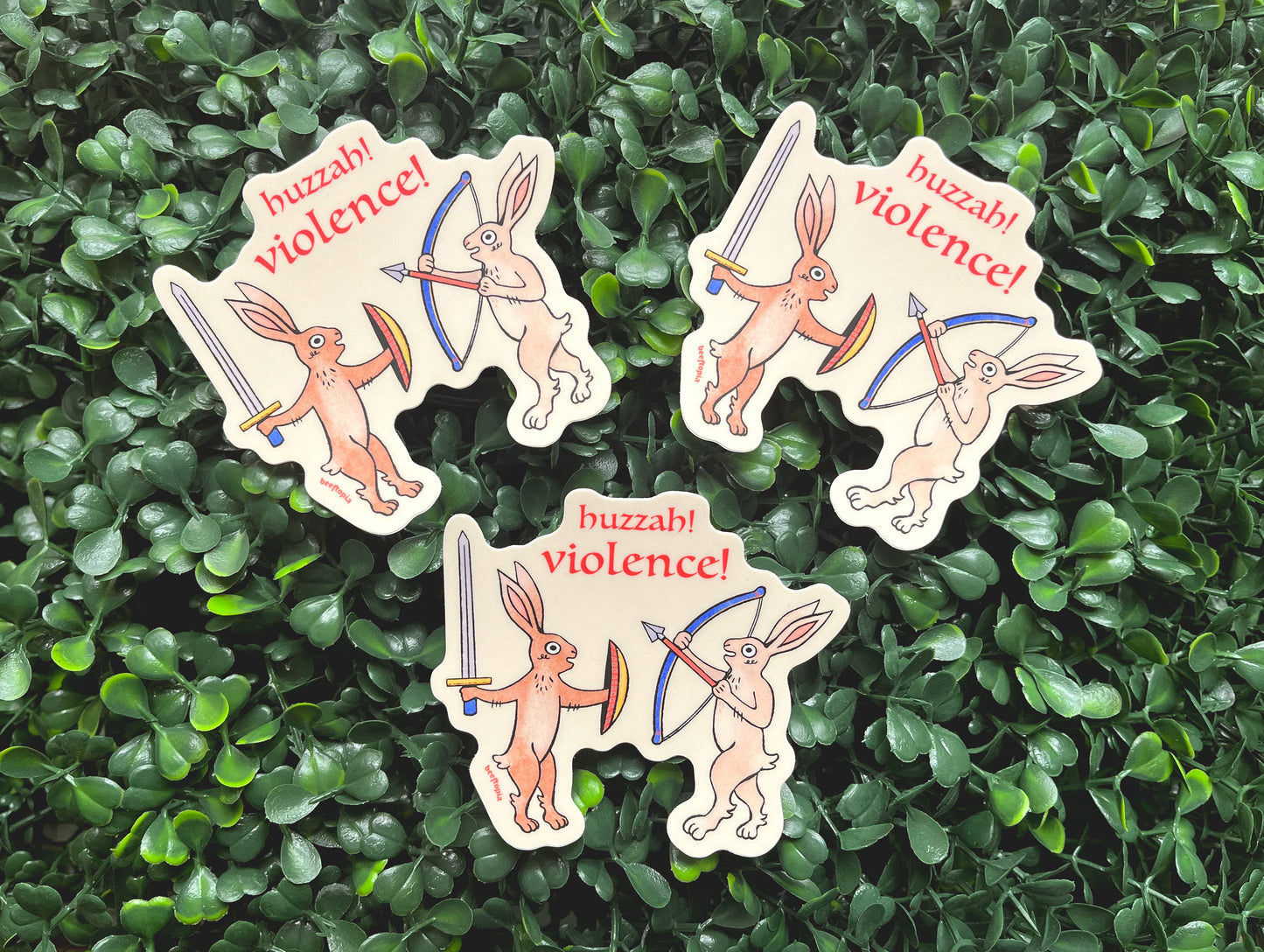 Huzzah! Violence! Medieval Rabbits Vinyl Sticker