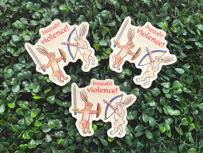 Huzzah! Violence! Medieval Rabbits Vinyl Sticker
