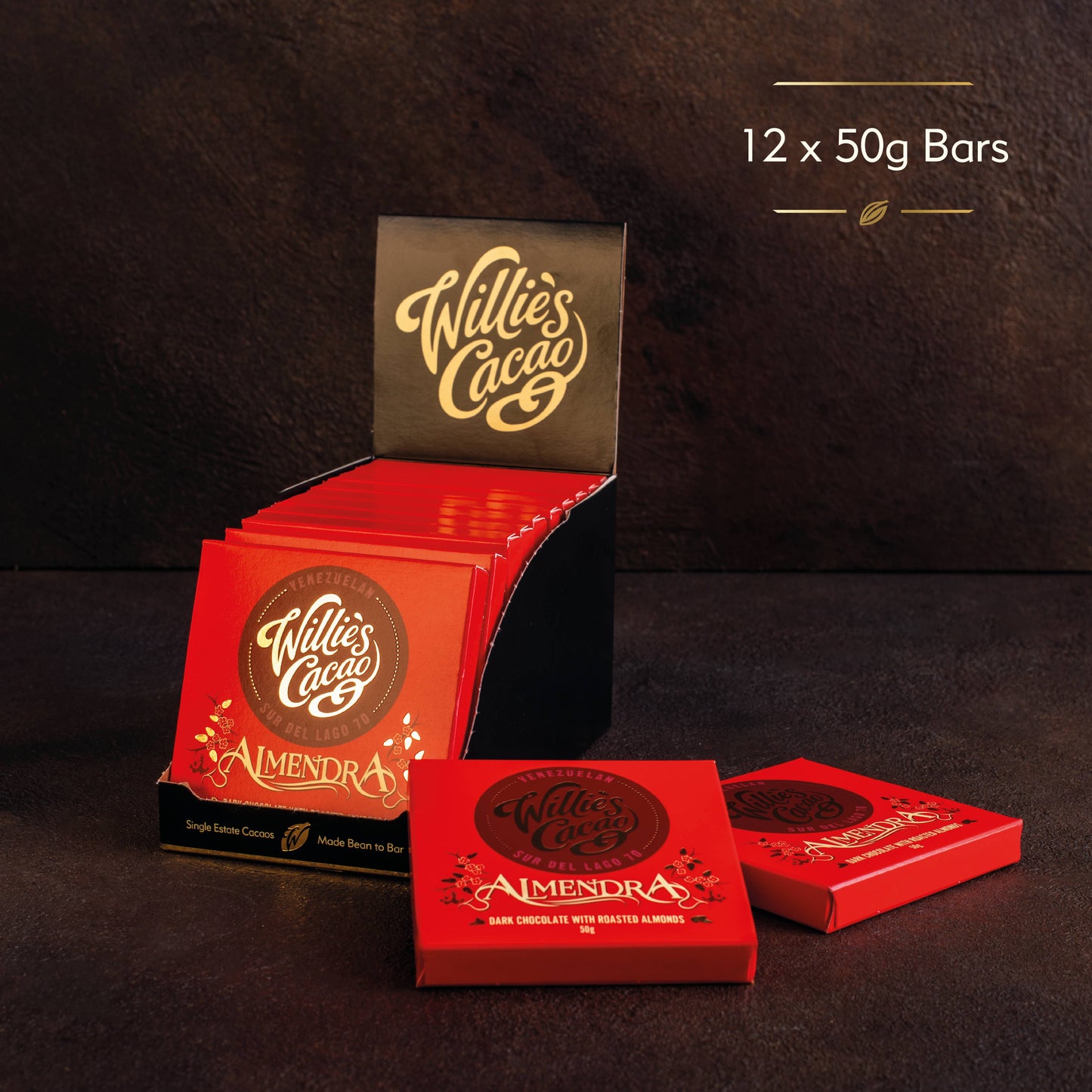 Almendra. Dark Chocolate Bar with Roasted Almonds. Vegan