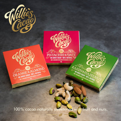 Pistachio & Date 100% Cacao bar. No Added Sugar. Vegan