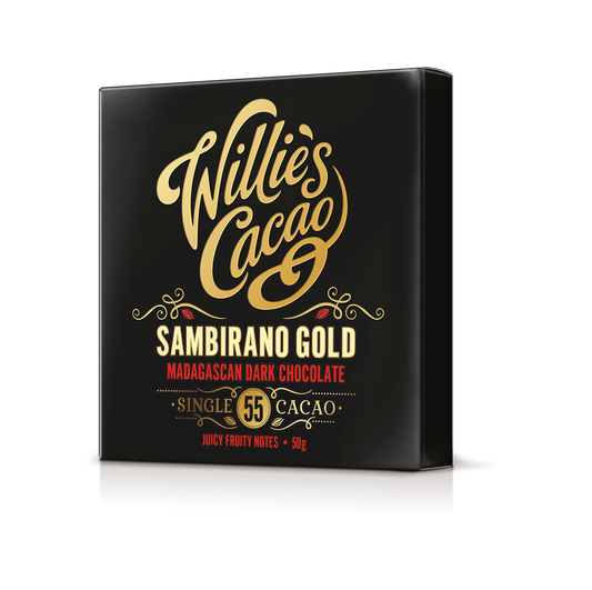 Sambirano 55% Dark Chocolate bar. Juicy Fruit Notes. Vegan