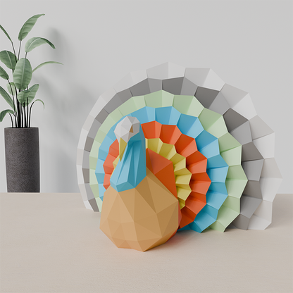 3D Sitting Turkey PaperCraft Origami Models