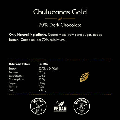 Chulucanas 70% Dark Chocolate bar. Raisin Plum Notes. Vegan