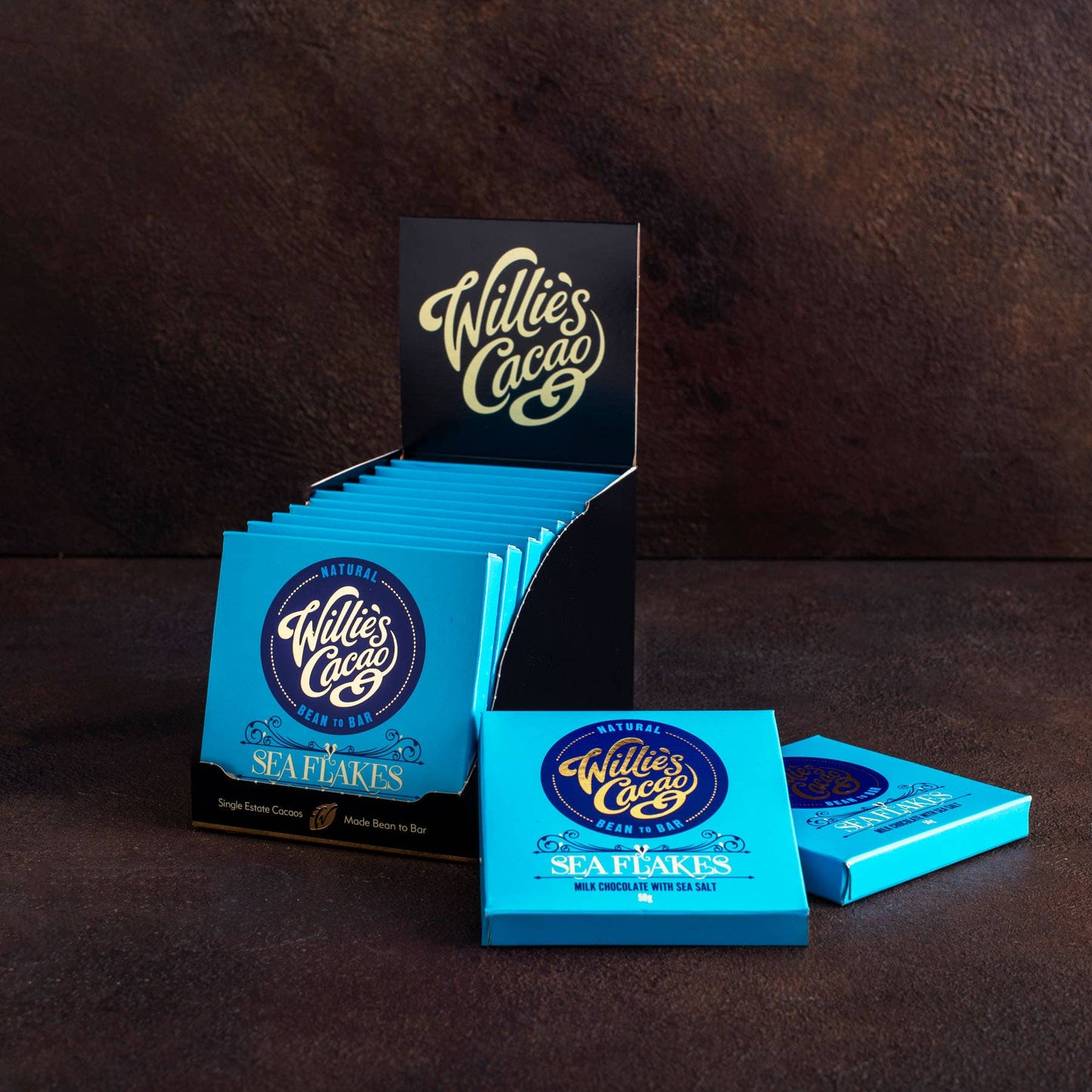 Sea Flakes. Milk chocolate with flakes of Sea Salt. 50g bar