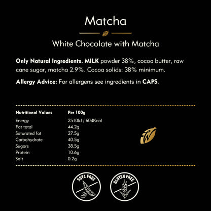 Matcha Bar. White Chocolate w. Ceremonial Grade Matcha