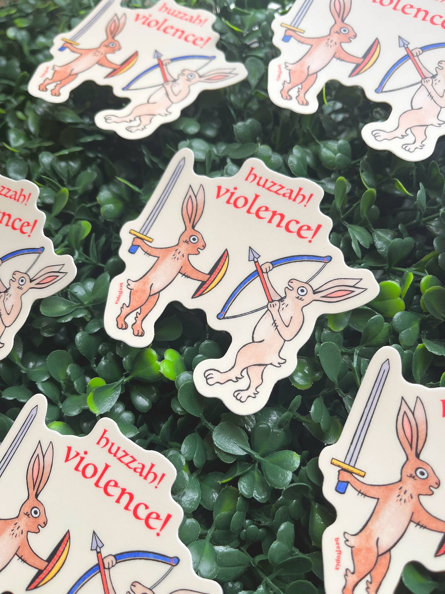 Huzzah! Violence! Medieval Rabbits Vinyl Sticker