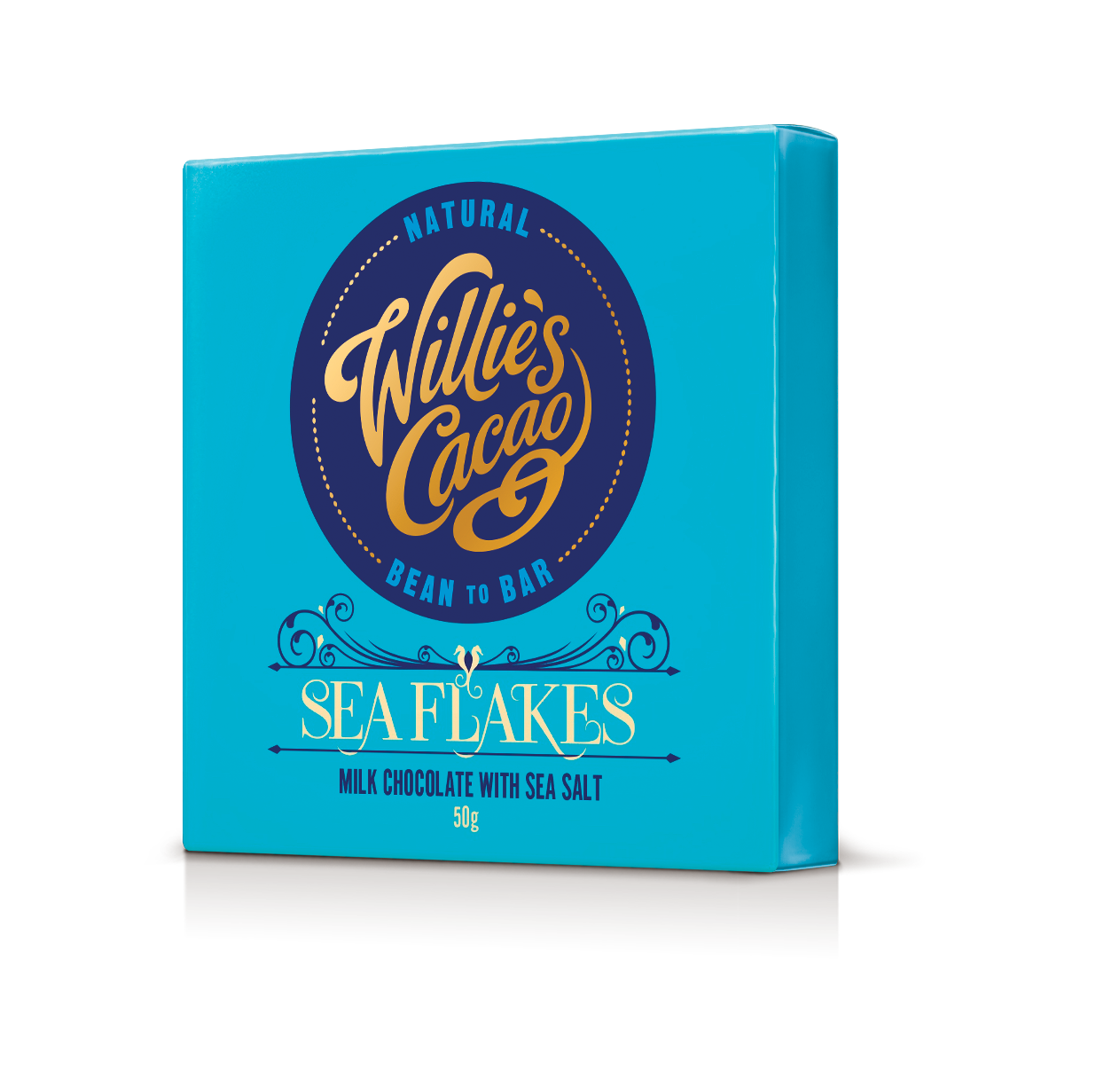 Sea Flakes. Milk chocolate with flakes of Sea Salt. 50g bar