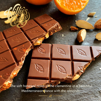 Clementina's Almonds. Milk Choc bar w Clementine & Almonds