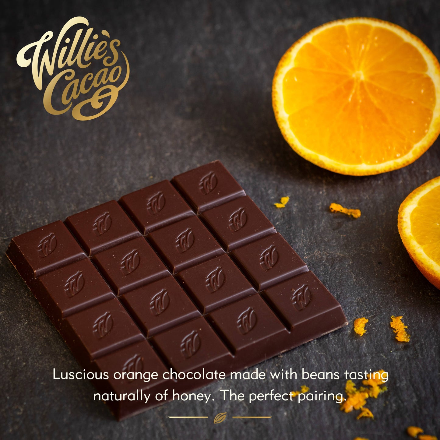 Luscious Orange. Dark Chocolate (70% Cacao) with Orange bar. Vegan.
