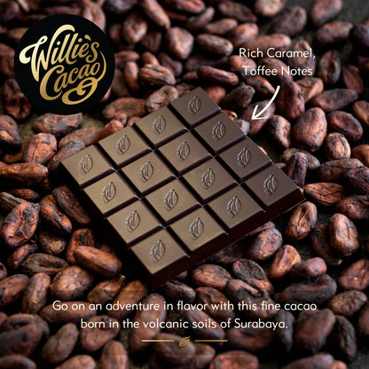 Surabaya 69% Dark Chocolate Bar. Caramel Toffee Notes. Vegan