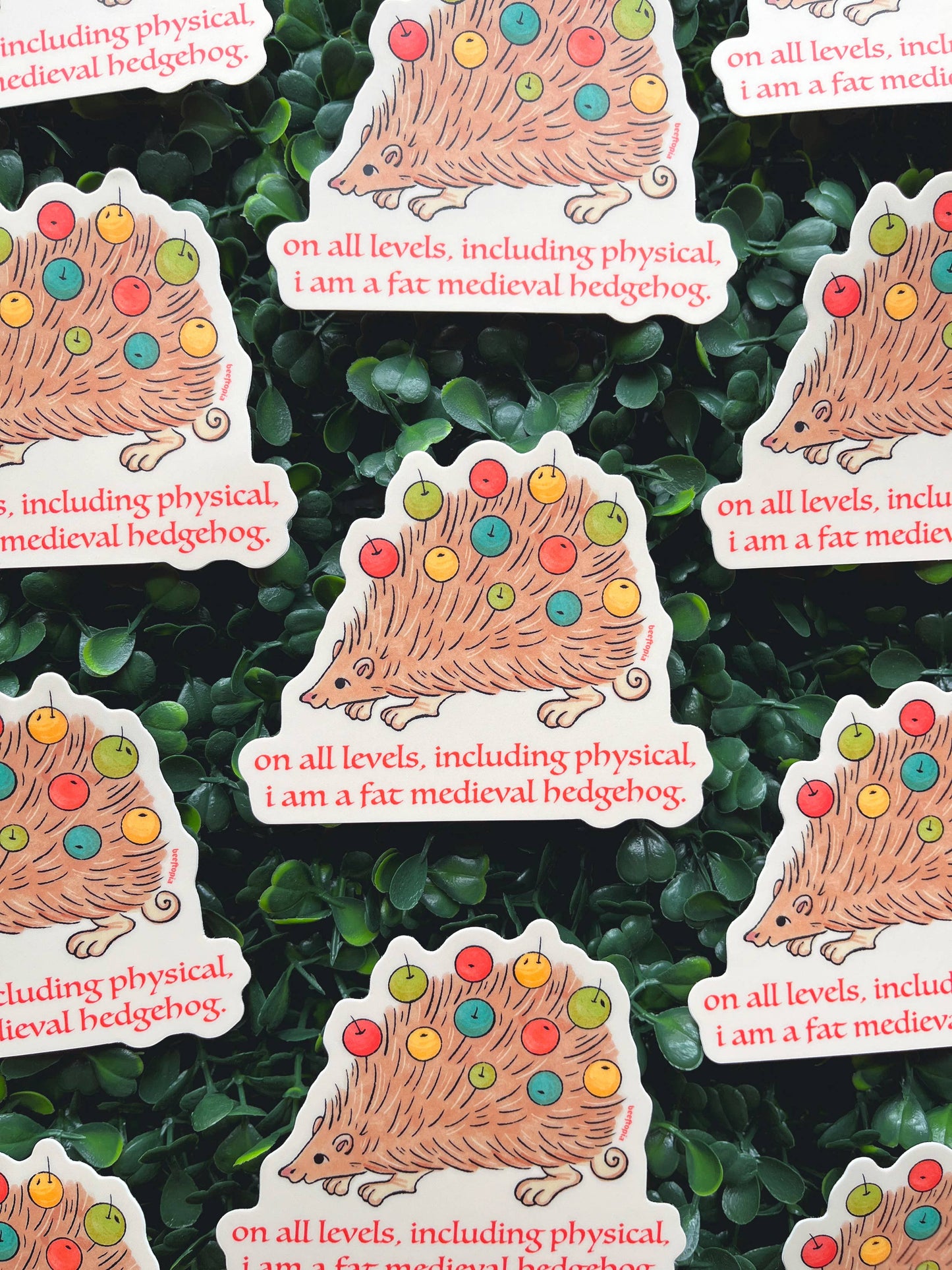 Fat Medieval Hedgehog Waterproof Vinyl Sticker