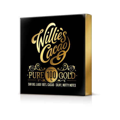 Pure Gold. Sur Del Lago 100% Cacao bar. Nutty Notes. Vegan
