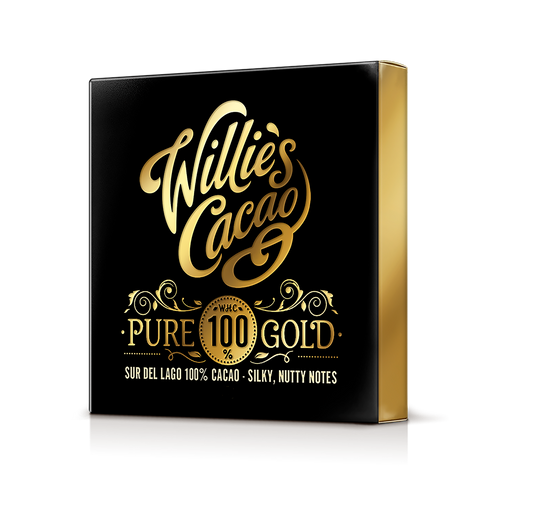 Pure Gold. Sur Del Lago 100% Cacao bar. Nutty Notes. Vegan