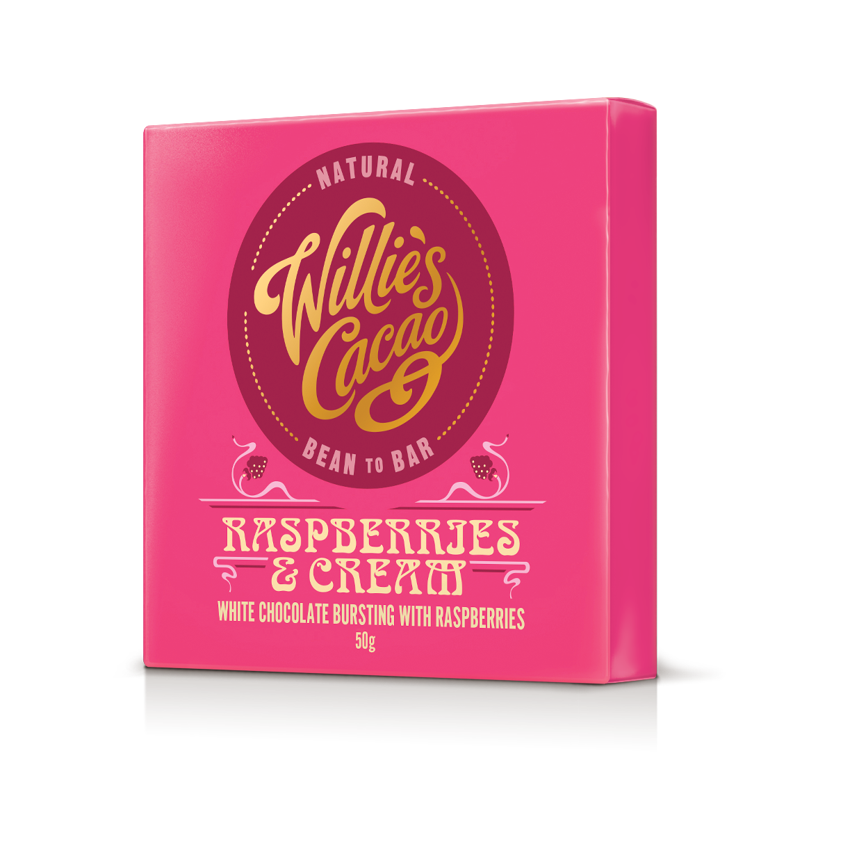 Raspberries & Cream. White Chocolate with Raspberries bar