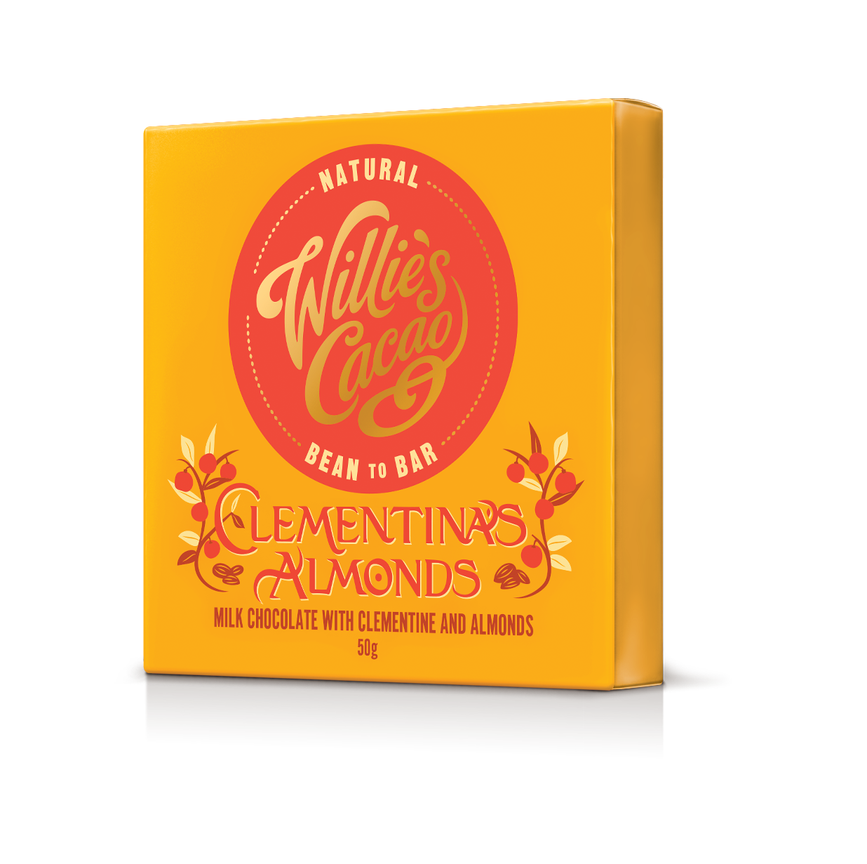 Clementina's Almonds. Milk Choc bar w Clementine & Almonds