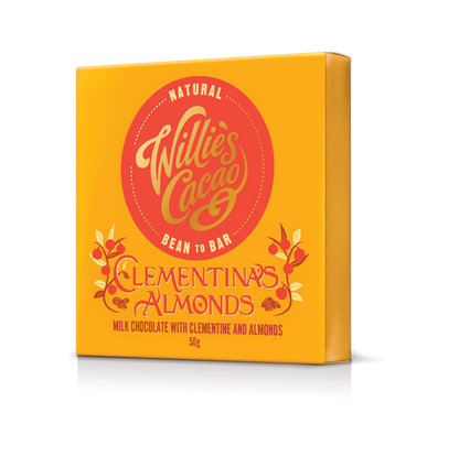 Clementina's Almonds. Milk Choc bar w Clementine & Almonds