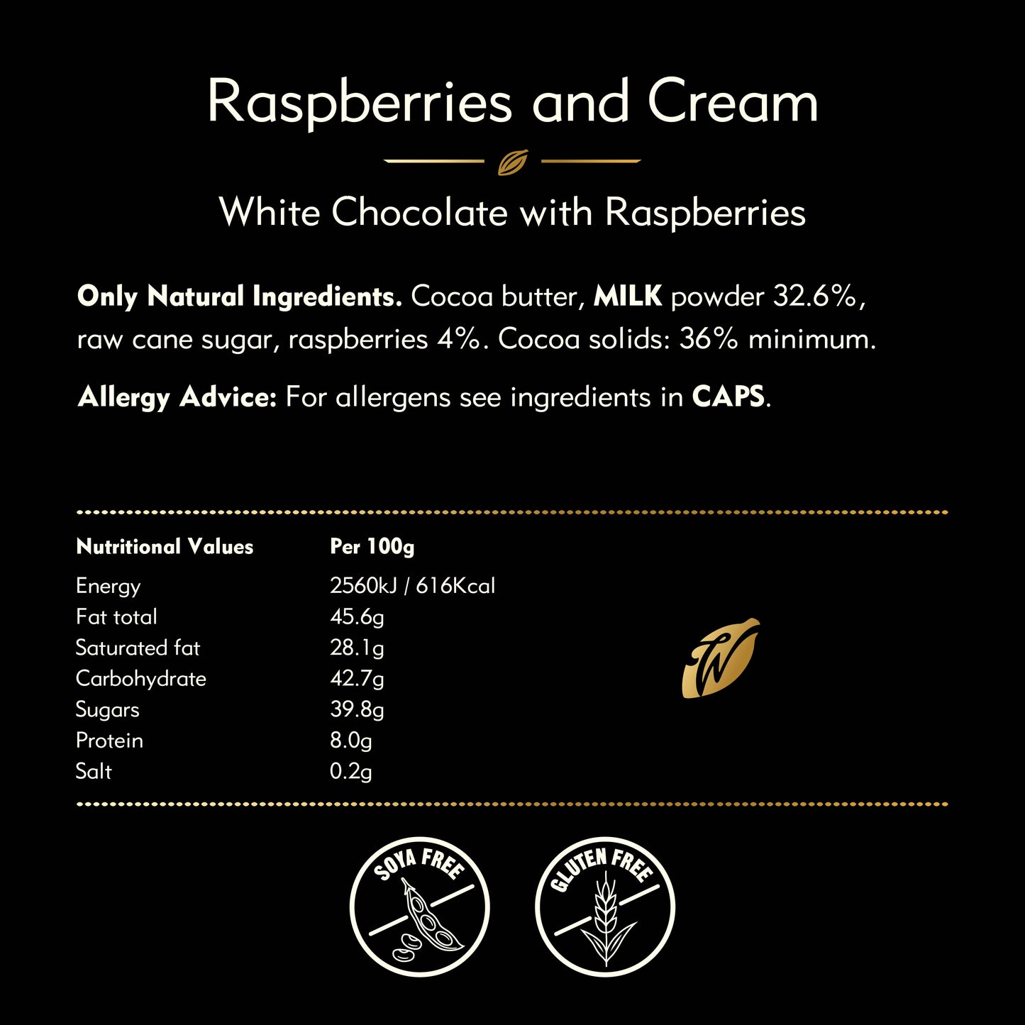 Raspberries & Cream. White Chocolate with Raspberries bar