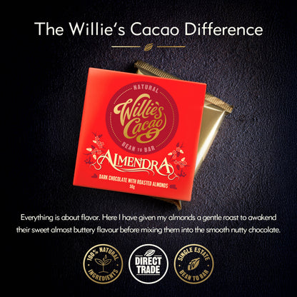 Almendra. Dark Chocolate Bar with Roasted Almonds. Vegan