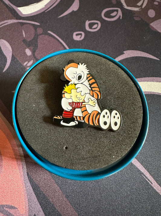 Calvin & Hobbes Hugging Enamel Pin