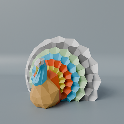 3D Sitting Turkey PaperCraft Origami Models