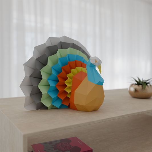 3D Sitting Turkey PaperCraft Origami Models