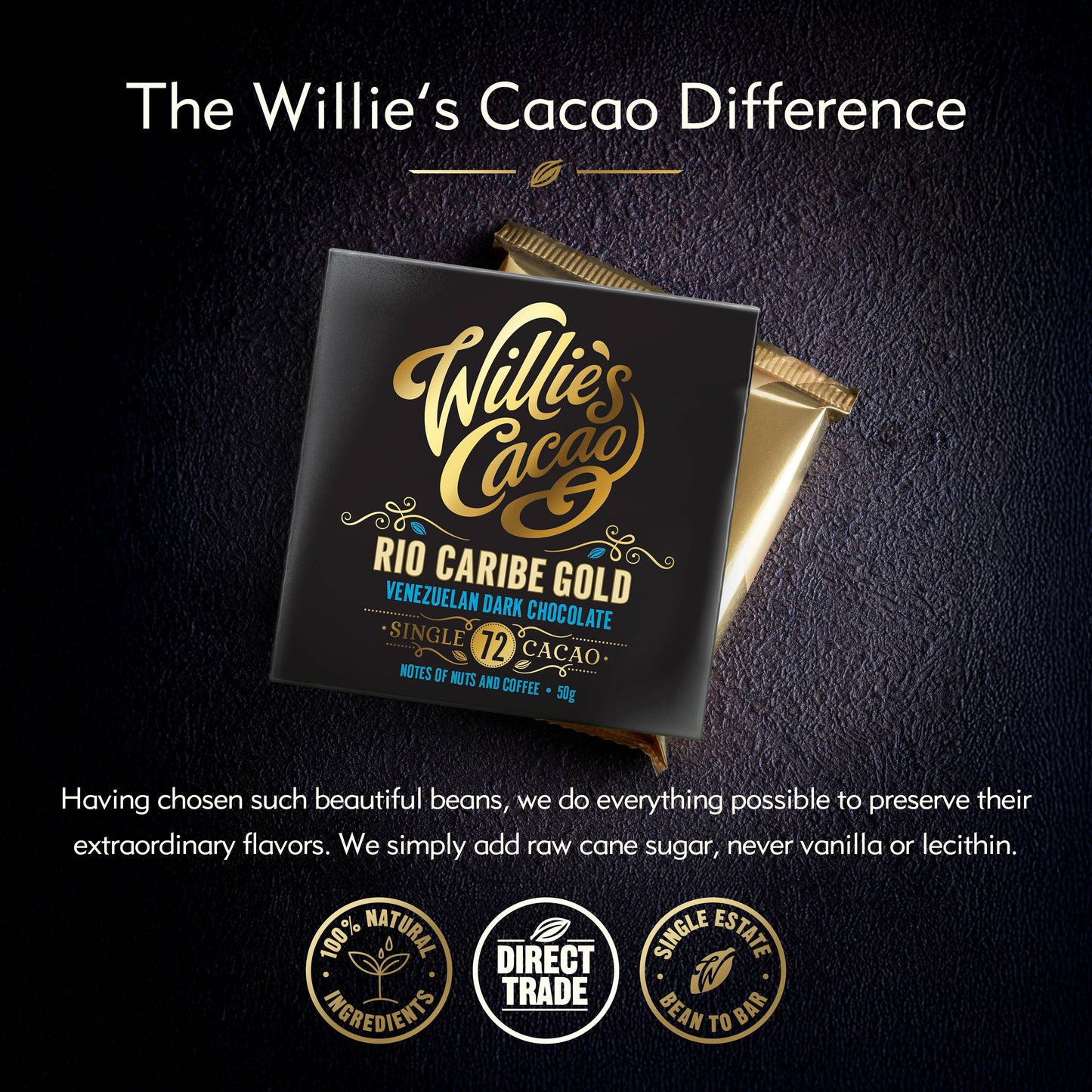 Rio Caribe 72% Dark Chocolate bar. Nutty Coffee Notes. Vegan