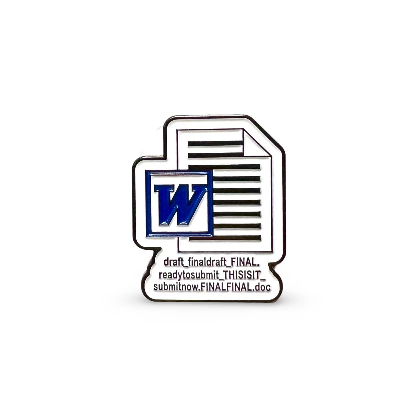 FINAL Word Doc Enamel Pin - Cute Office Writers
