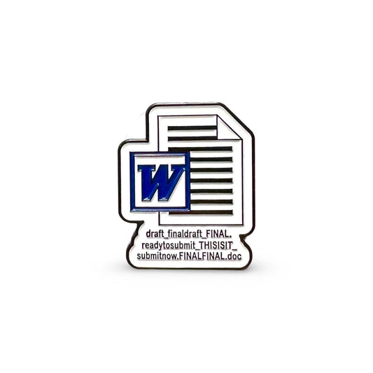 FINAL Word Doc Enamel Pin - Cute Office Writers