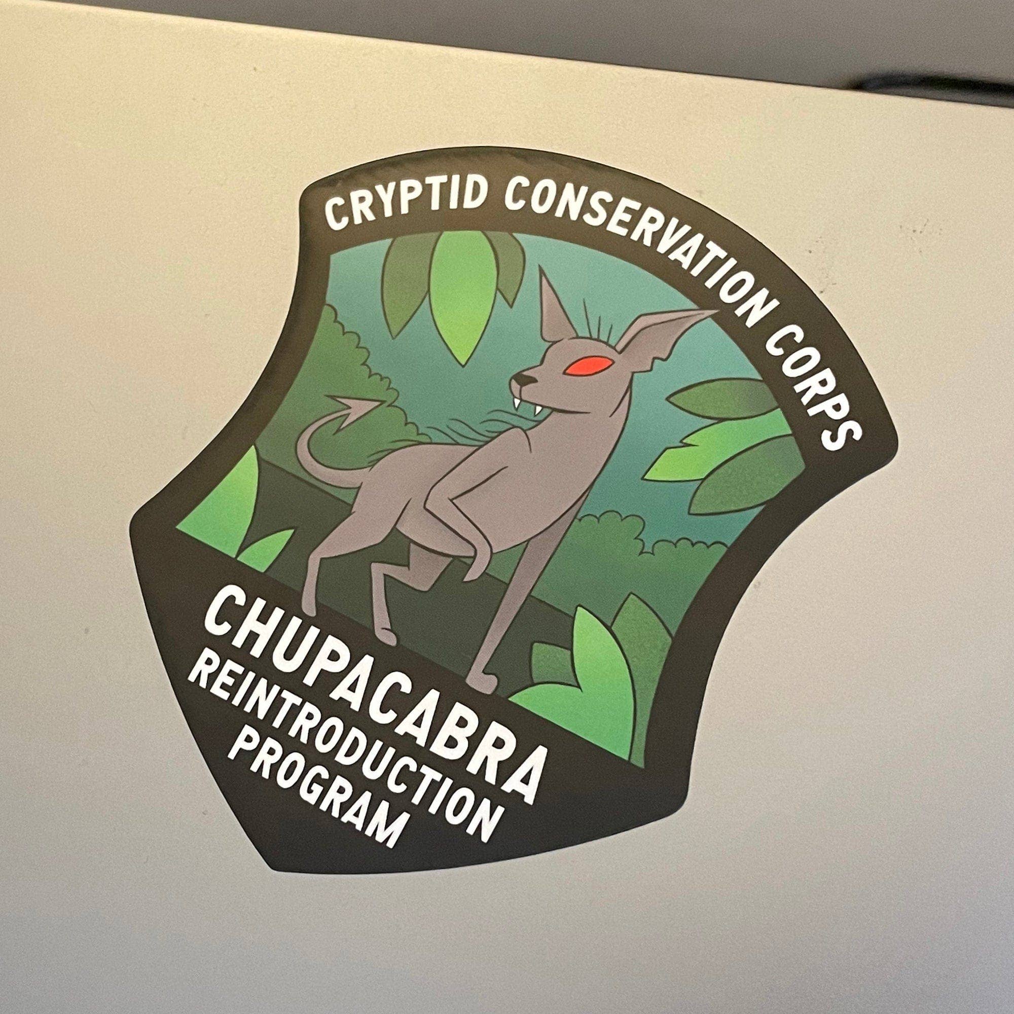 Reintroduction Programmes Chupacabra Reintroduction Program Sticker – Peacock's Nest