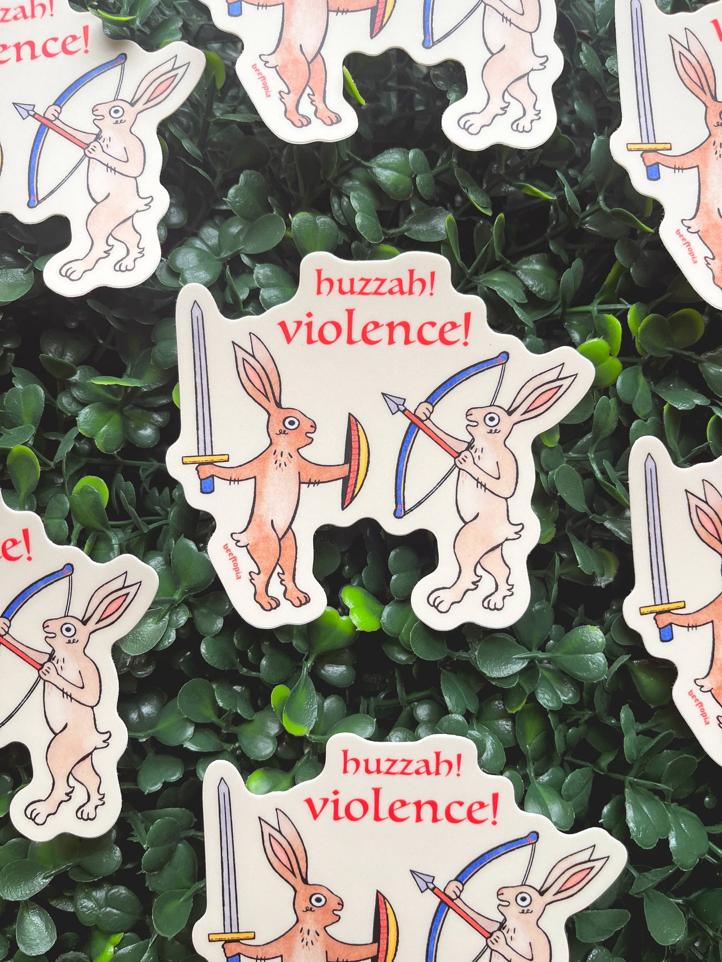 Huzzah! Violence! Medieval Rabbits Vinyl Sticker