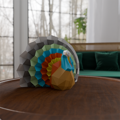 3D Sitting Turkey PaperCraft Origami Models