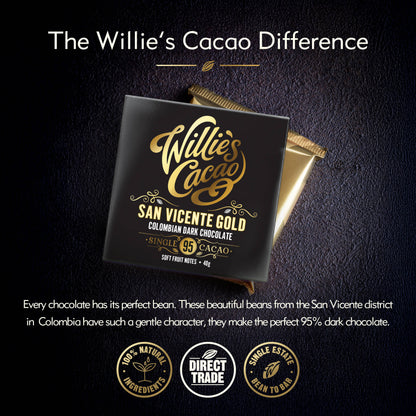 San Vicente 95% Dark Chocolate bar. Soft Fruit Notes. Vegan