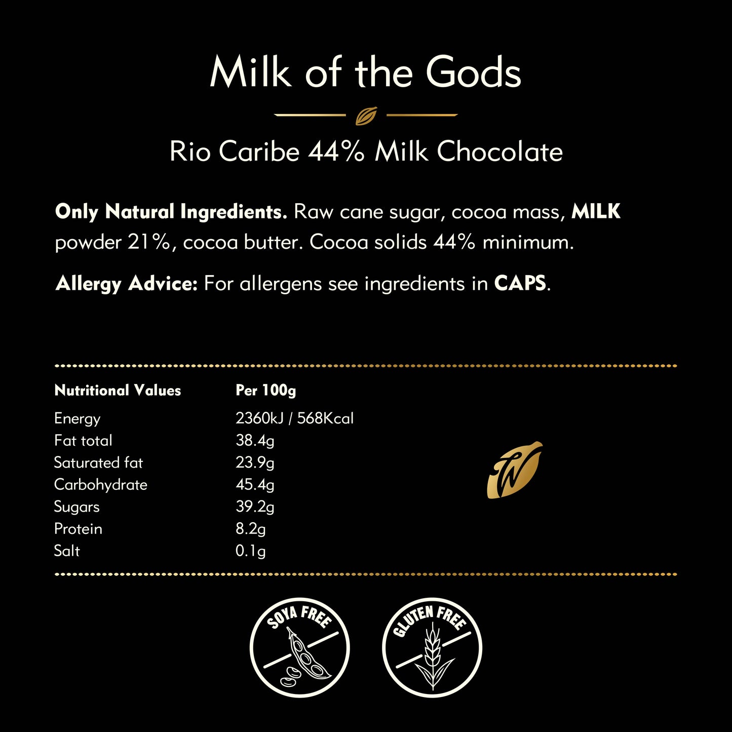 Milk of the Gods. Rio Caribe 44% rich milk chocolate bar