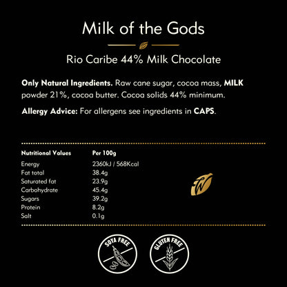 Milk of the Gods. Rio Caribe 44% rich milk chocolate bar