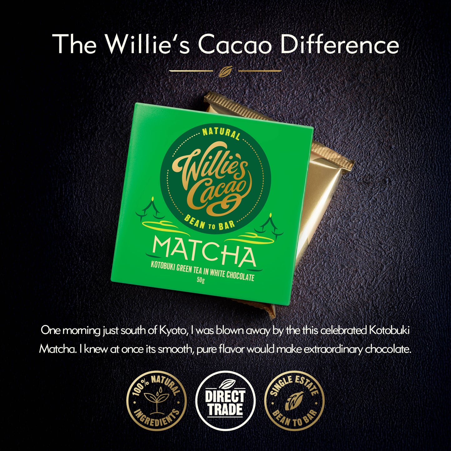 Matcha Bar. White Chocolate w. Ceremonial Grade Matcha