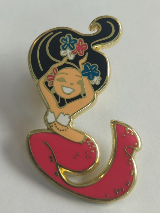 Black Haired Red Mermaid Enamel Pin