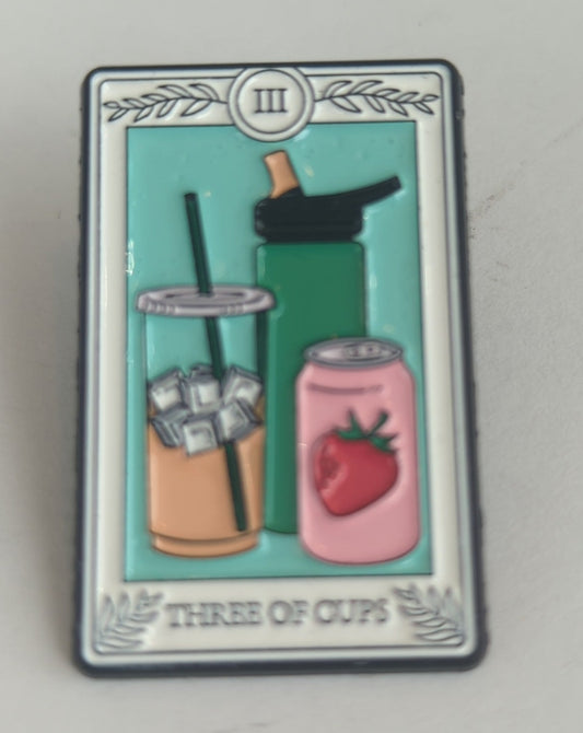 Three of Cups Tarot Card Enamel Pin